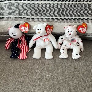 NWT Set of 3 1993 TY Retired Teenie Beanie Babies Rare *Maple *Glory *Spangle